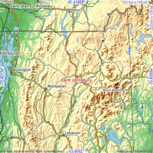 Topographic map of Saint Johnsbury