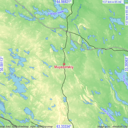 Topographic map of Muyezerskiy