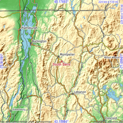 Topographic map of South Barre