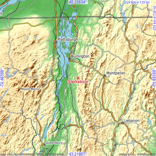 Topographic map of Starksboro