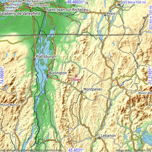 Topographic map of Stowe