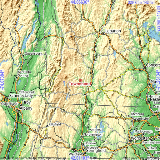 Topographic map of Townshend