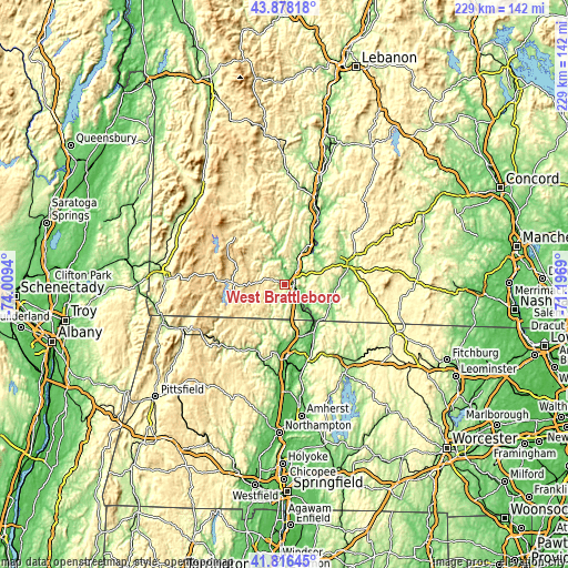 Topographic map of West Brattleboro