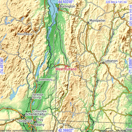 Topographic map of West Rutland