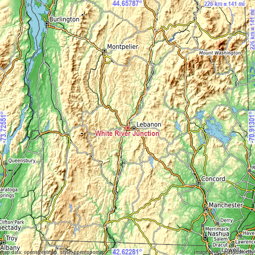 Topographic map of White River Junction