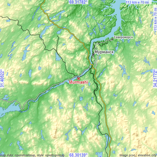 Topographic map of Murmashi