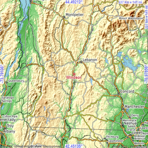 Topographic map of Windsor