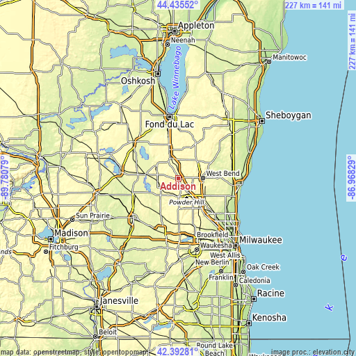 Topographic map of Addison