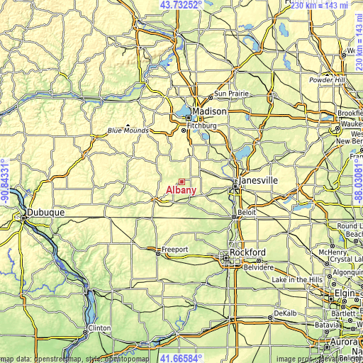 Topographic map of Albany