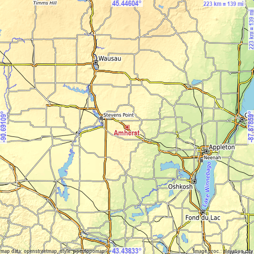 Topographic map of Amherst