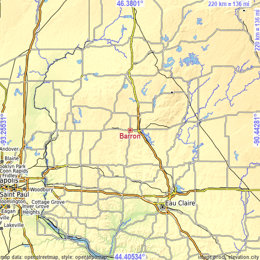 Topographic map of Barron