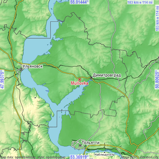 Topographic map of Mullovka