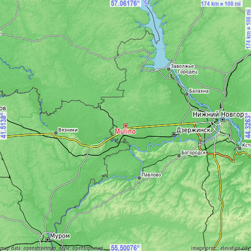 Topographic map of Mulino