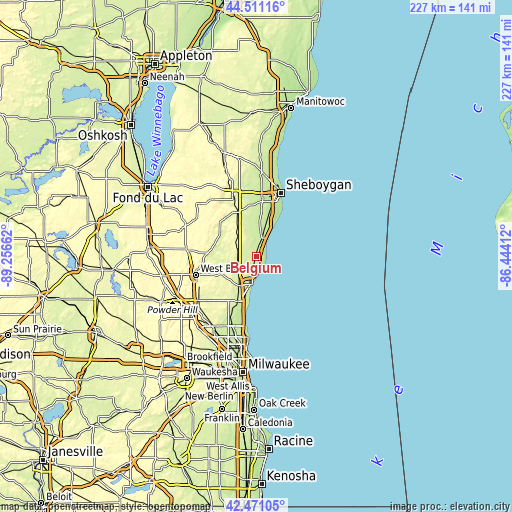 Topographic map of Belgium
