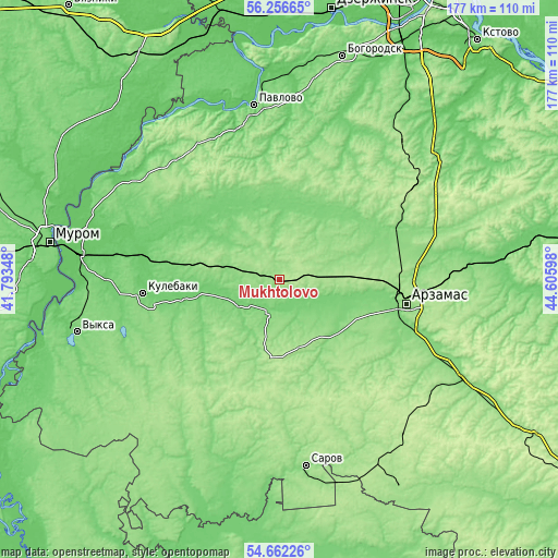 Topographic map of Mukhtolovo