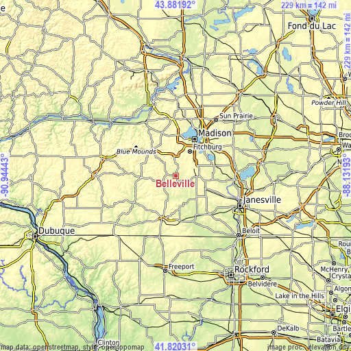 Topographic map of Belleville