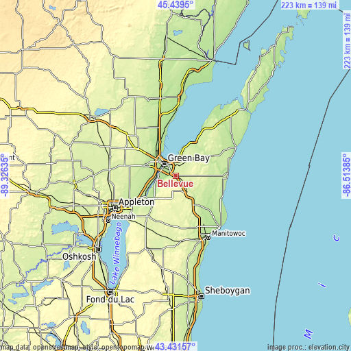 Topographic map of Bellevue