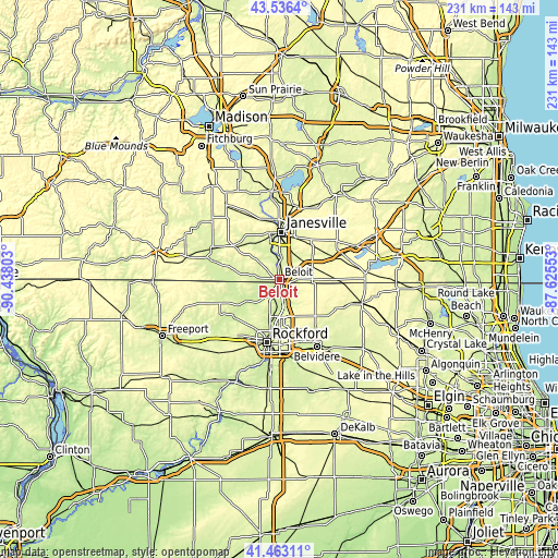 Topographic map of Beloit