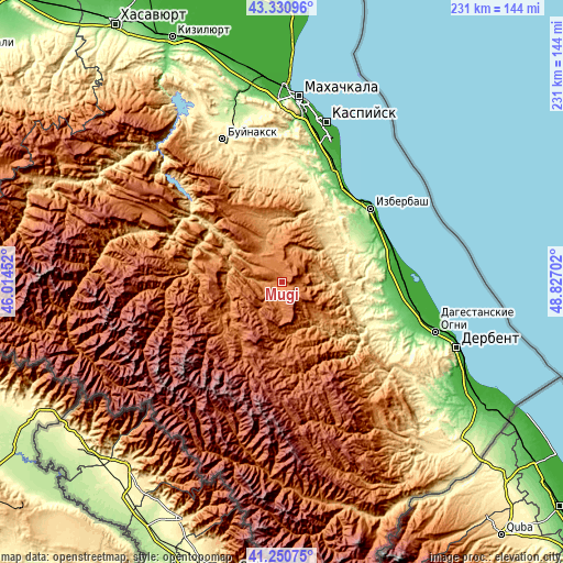 Topographic map of Mugi