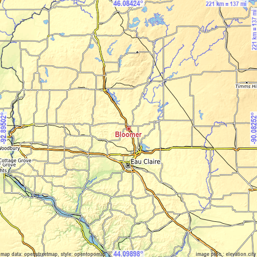 Topographic map of Bloomer