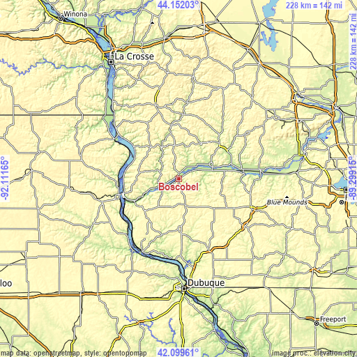 Topographic map of Boscobel