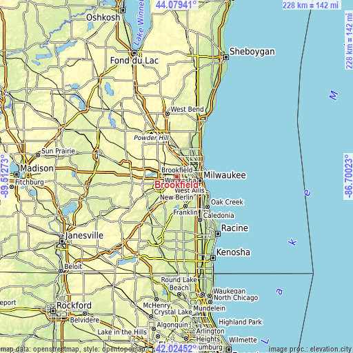 Topographic map of Brookfield