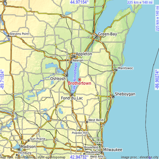 Topographic map of Brothertown