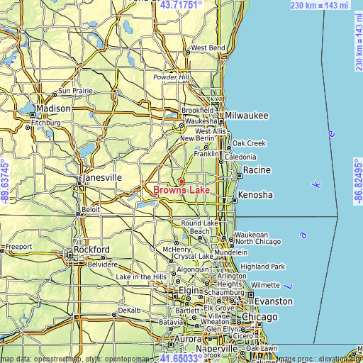 Topographic map of Browns Lake