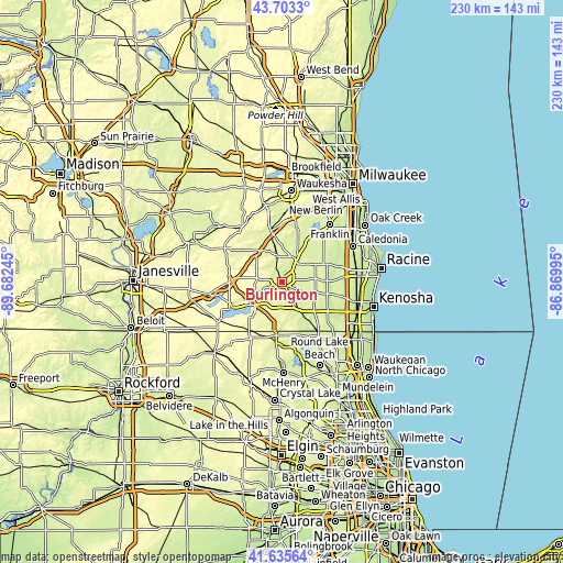 Topographic map of Burlington