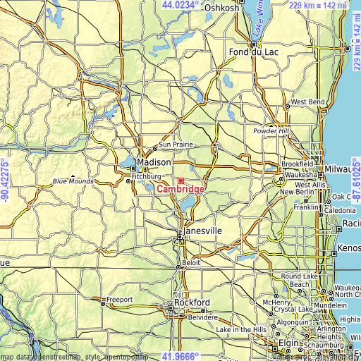 Topographic map of Cambridge