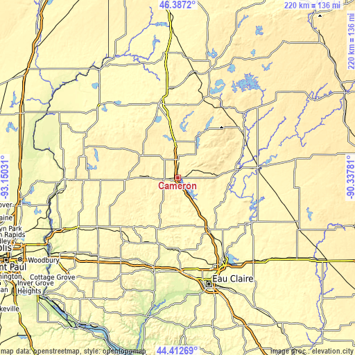 Topographic map of Cameron