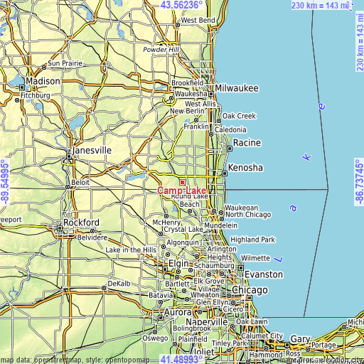 Topographic map of Camp Lake