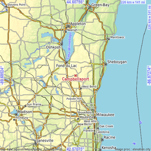 Topographic map of Campbellsport