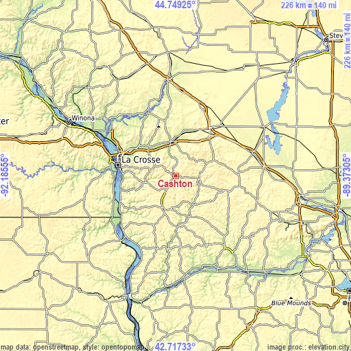 Topographic map of Cashton