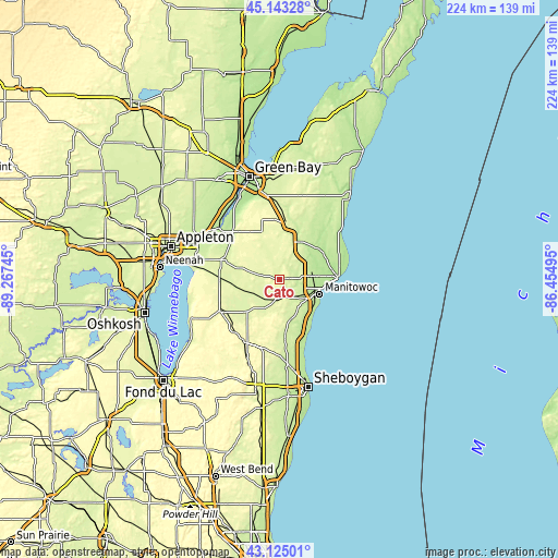 Topographic map of Cato