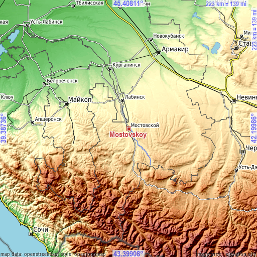 Topographic map of Mostovskoy