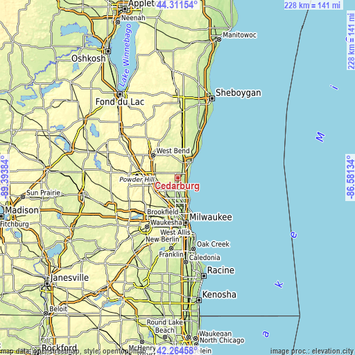 Topographic map of Cedarburg