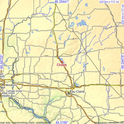 Topographic map of Chetek