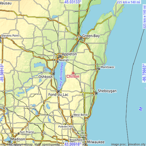 Topographic map of Chilton