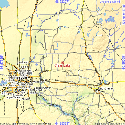 Topographic map of Clear Lake