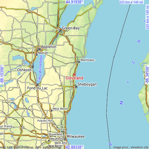 Topographic map of Cleveland