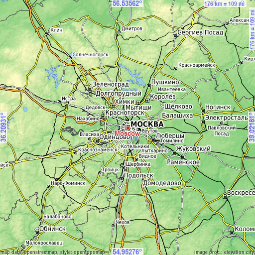 Topographic map of Moscow
