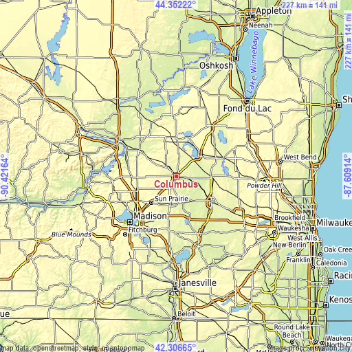 Topographic map of Columbus