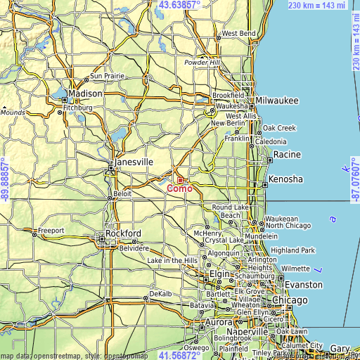 Topographic map of Como