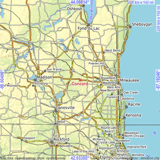 Topographic map of Concord