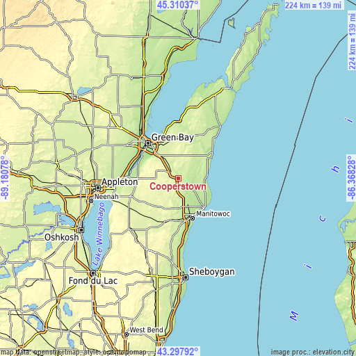 Topographic map of Cooperstown