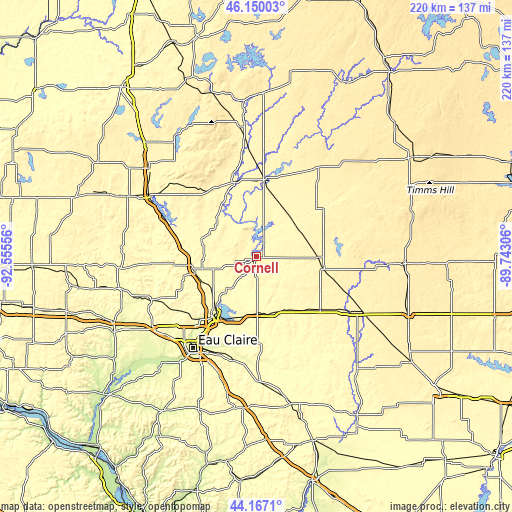 Topographic map of Cornell