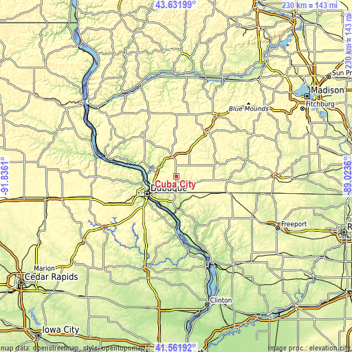 Topographic map of Cuba City