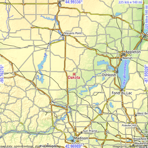 Topographic map of Dakota