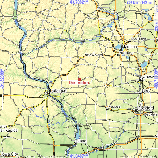 Topographic map of Darlington